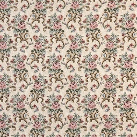 Designer Fabrics 54 in. Wide Pink, Beige And Green, Floral Tapestry Upholstery Fabric H858